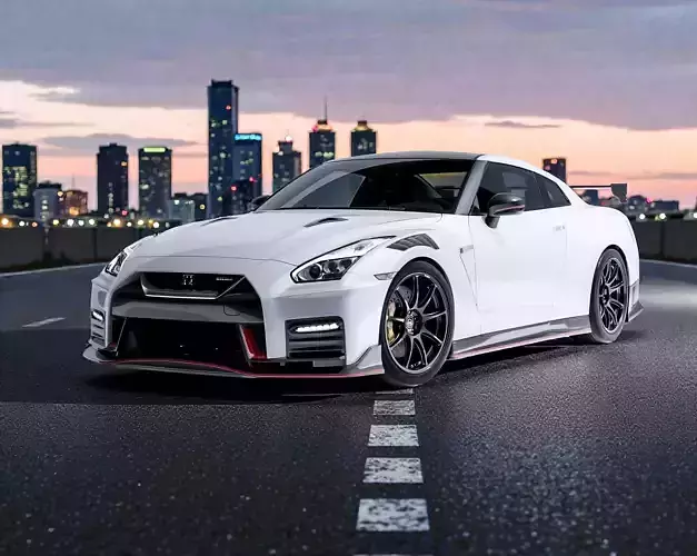 Realistic White Racing Supercar High Detail 3D Model