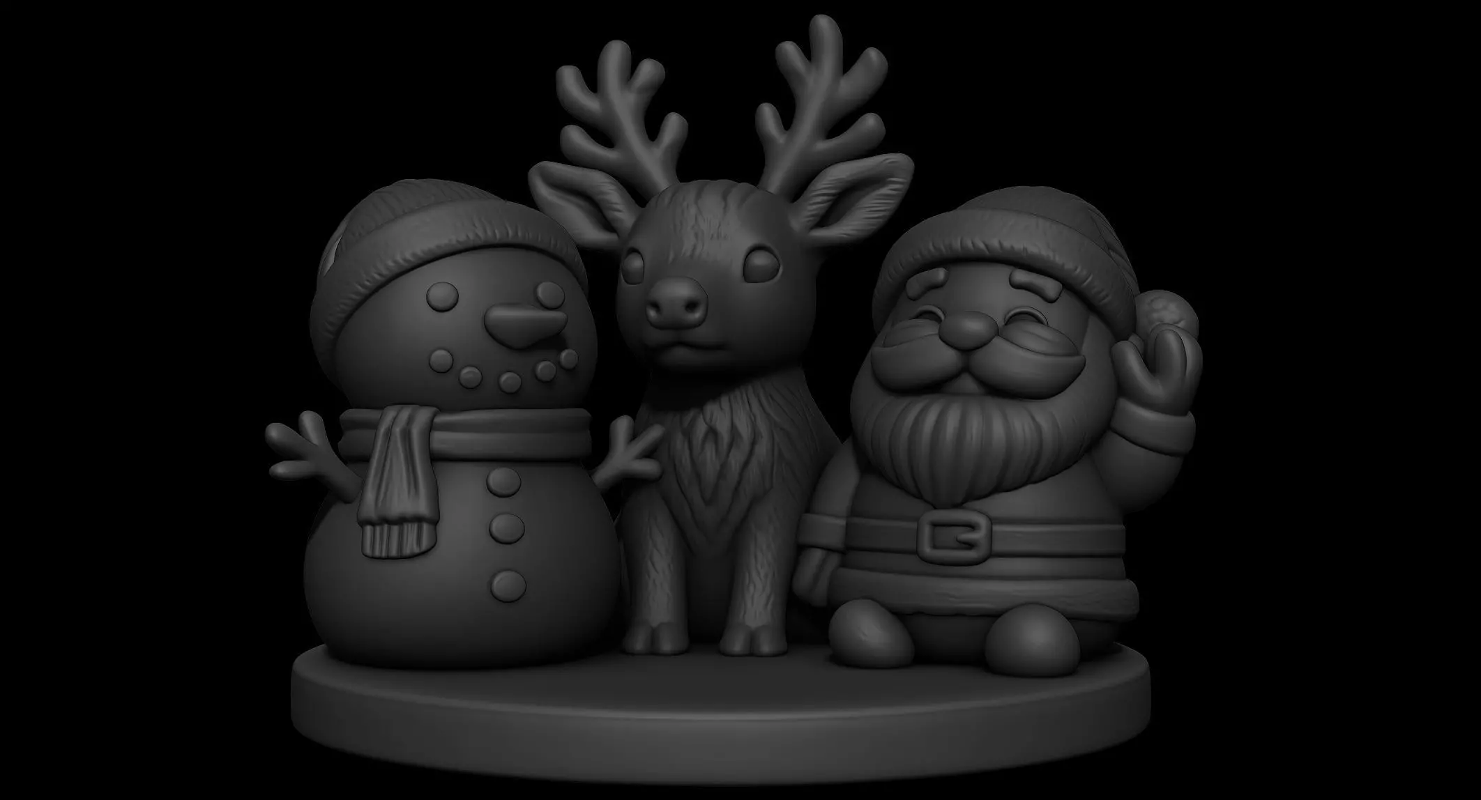 Knitted Christmas Trio Santa Snowman Reindeer Figurine Set 3D print model