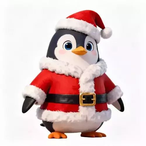 Friendly Santa Penguin 3D Model - Cute Winter Mascot