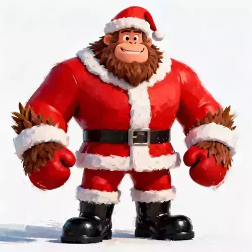 Stylized Santa Bigfoot 3D Model - Cartoon Holiday Character