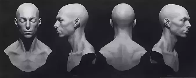 Original man  facial head sculpture details character design