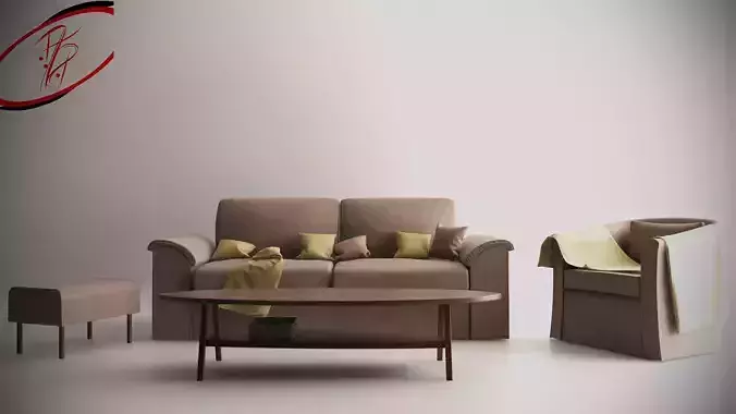 Cosy LivingRoom Furniture 3D model