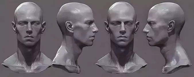 Original man facial head sculpture details character design