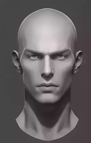 Original man facial head sculpture details character design
