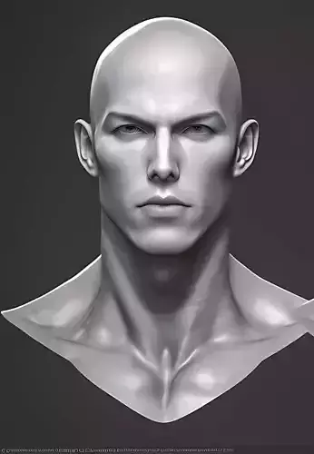 Original man facial head sculpture details character design