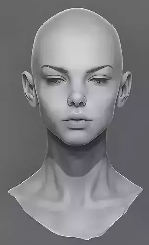 Original woman facial head sculpture details character design