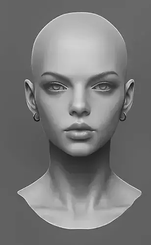 Original woman facial head sculpture details character design