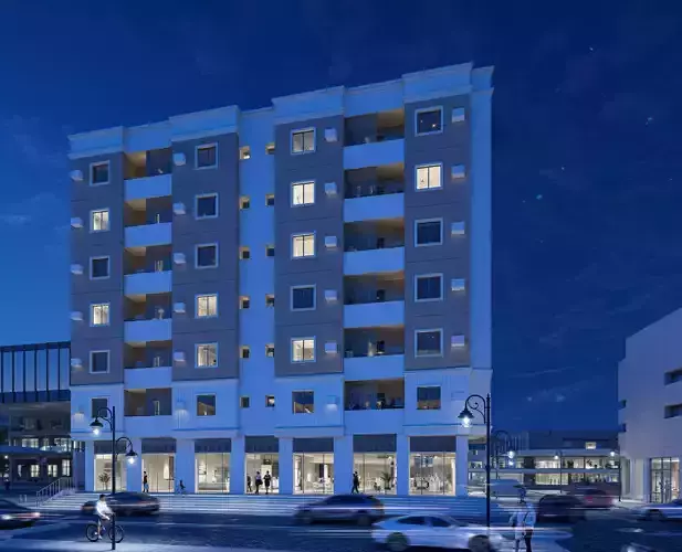 Modern Building - Retail and Apartments REVIT PROJECT 3D model 4
