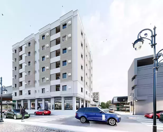 Modern Building - Retail and Apartments REVIT PROJECT 3D model 2