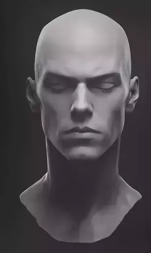 Original man facial head sculpture details character design