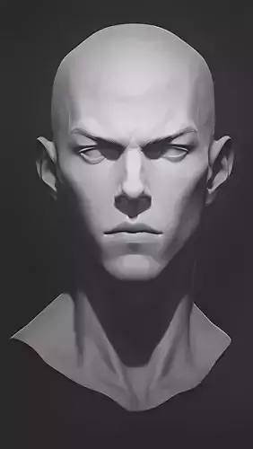 Original man facial head sculpture details character design