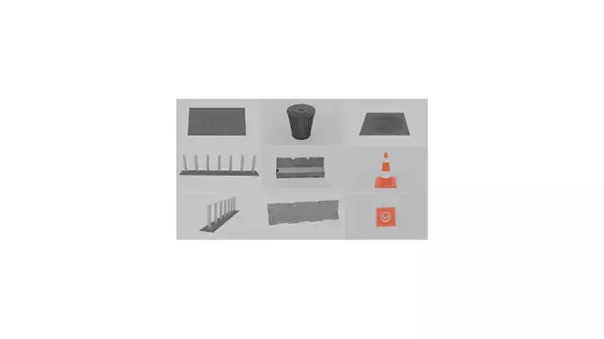 7 Street Props Pack Low Poly 3D Assets 4K PBR