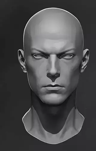 Original man facial head sculpture details character design