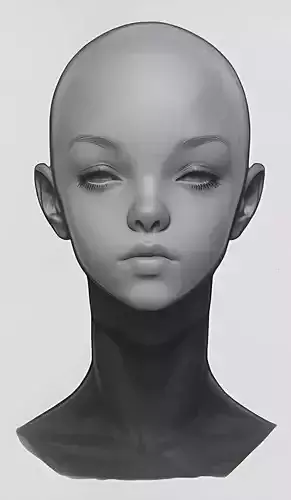 Original  woman facial head sculpture details character design