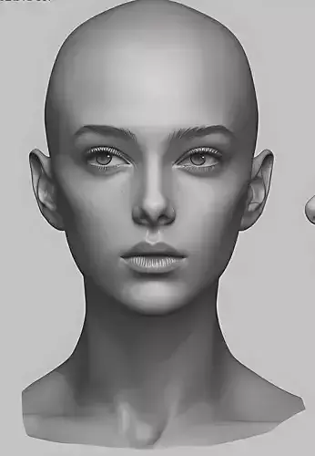 Original woman facial head sculpture details character design