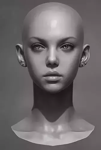 Original woman facial head sculpture details character design