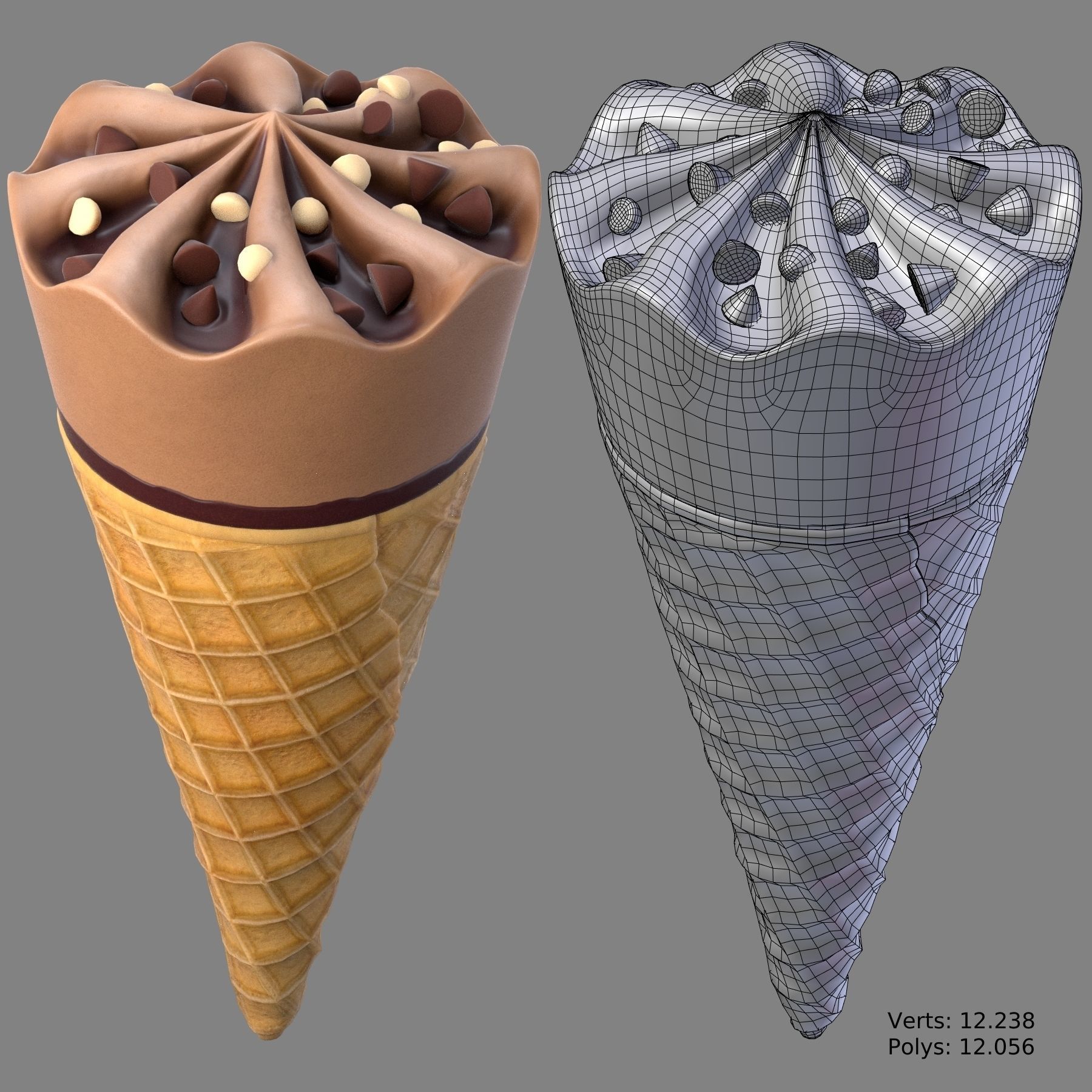 Ice cream Low-poly 3D model_4