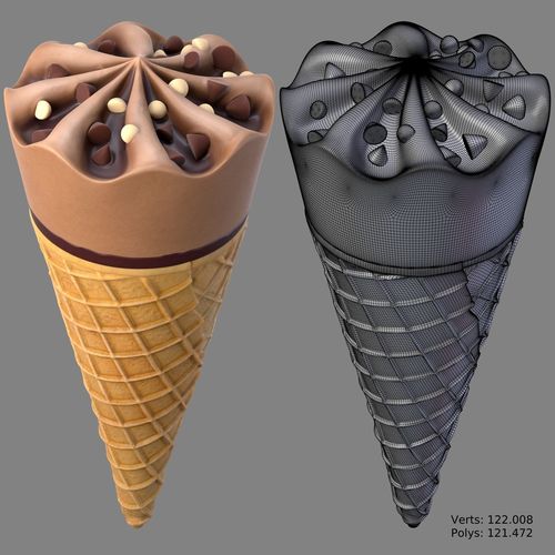 Ice cream Low-poly 3D model 3