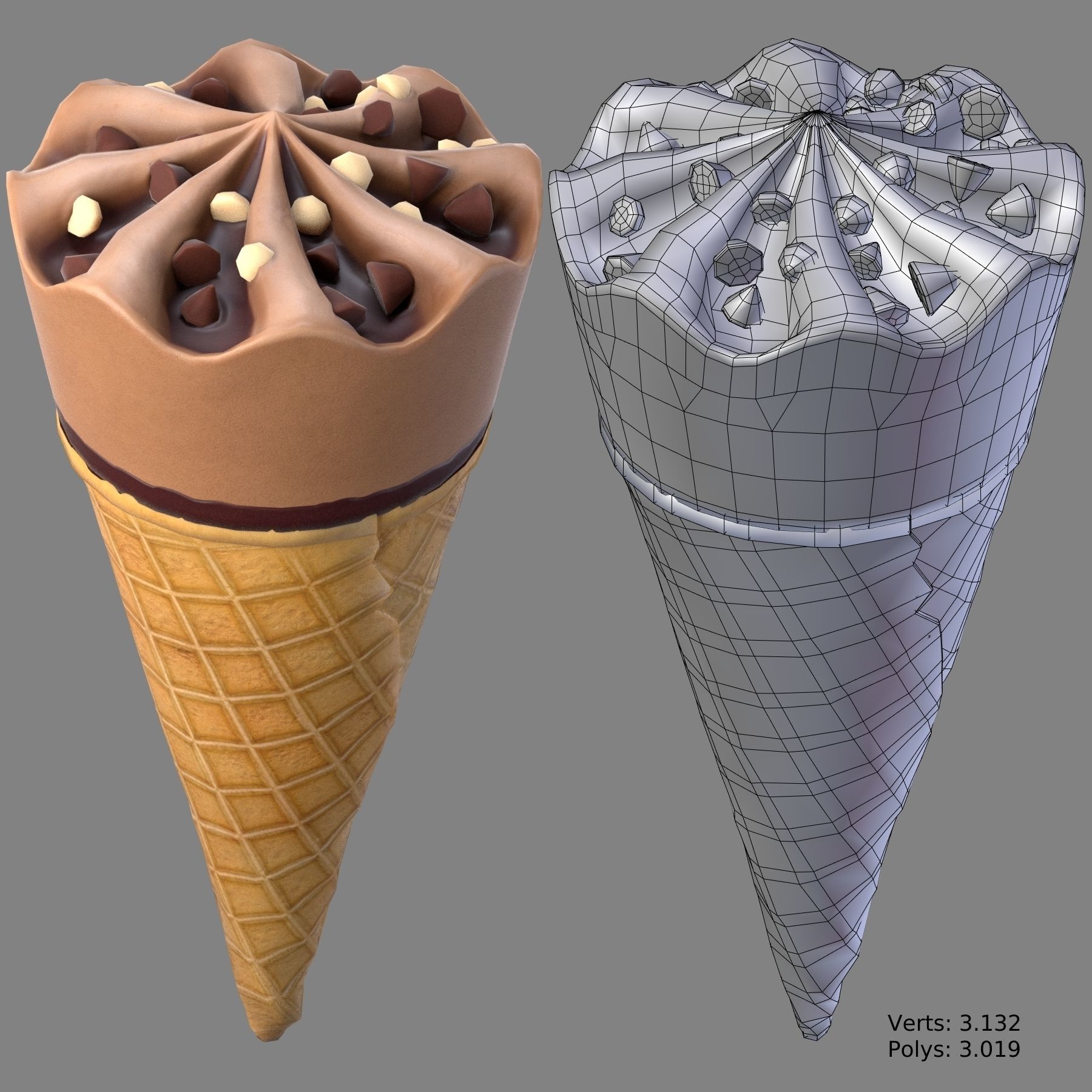 Ice cream Low-poly 3D model_2