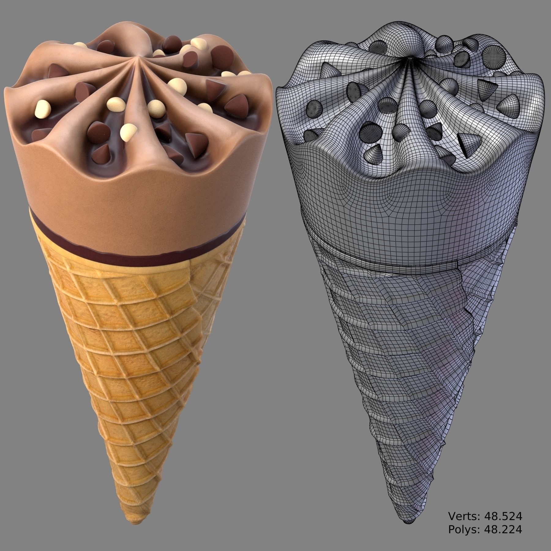 Ice cream Low-poly 3D model_6