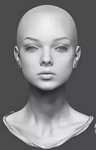 Original woman facial head sculpture details character design