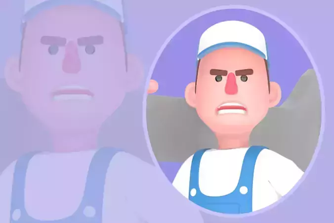 Stylized 3D Angry Mechanic Character - Giant Wrench