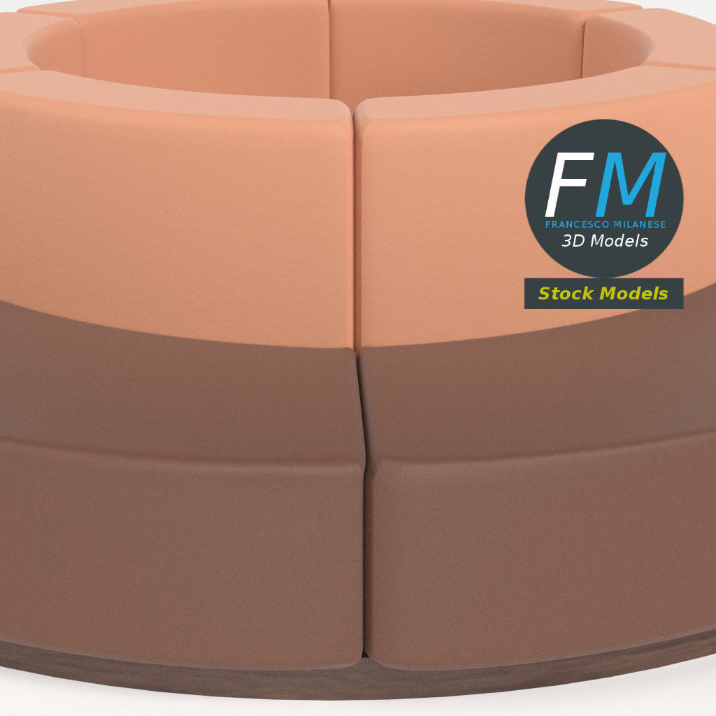 Circular lobby couch 3D model_4