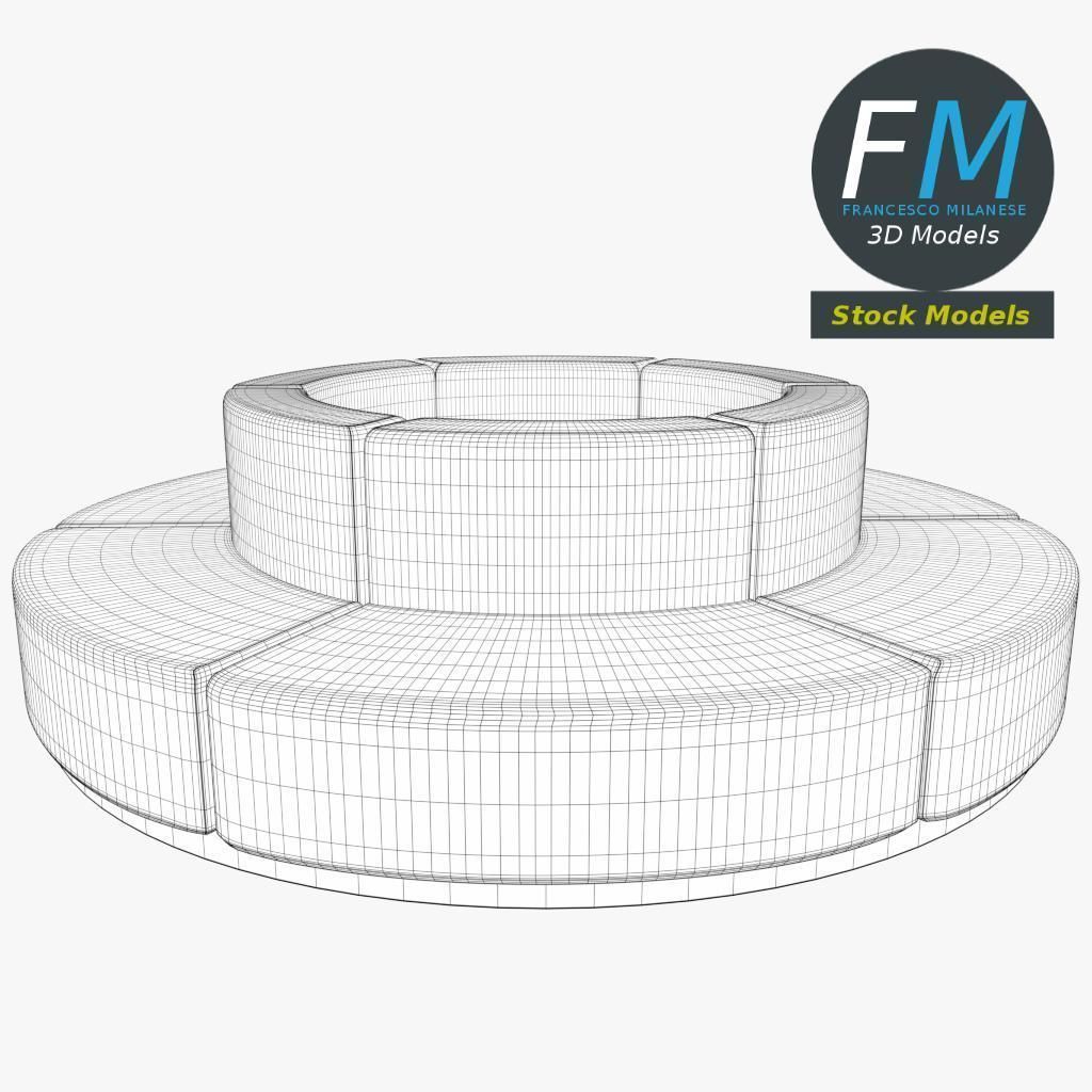 Circular lobby couch 3D model_7