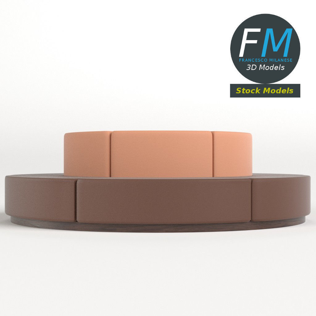 Circular lobby couch 3D model_3