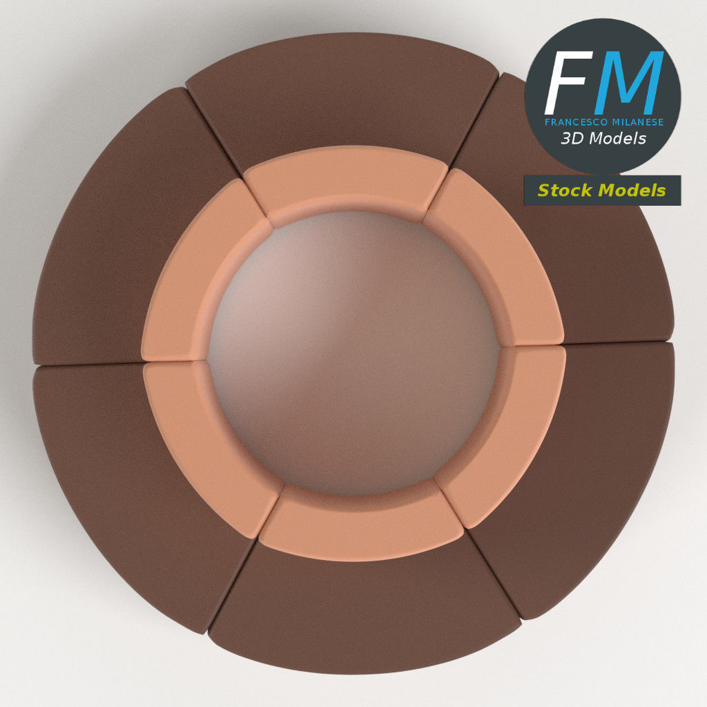 Circular lobby couch 3D model_6