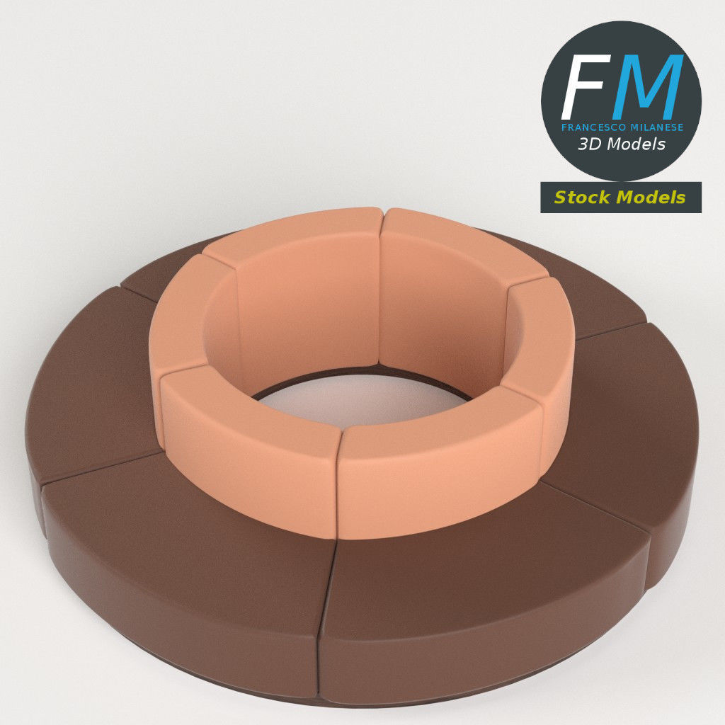 Circular lobby couch 3D model_2