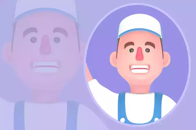 Stylized 3D Cartoon Mechanic Character - Lifting Giant Wrench