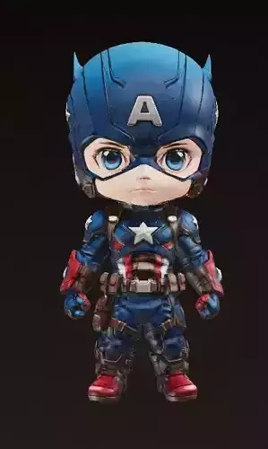 captain america chibi 3d model - action figure