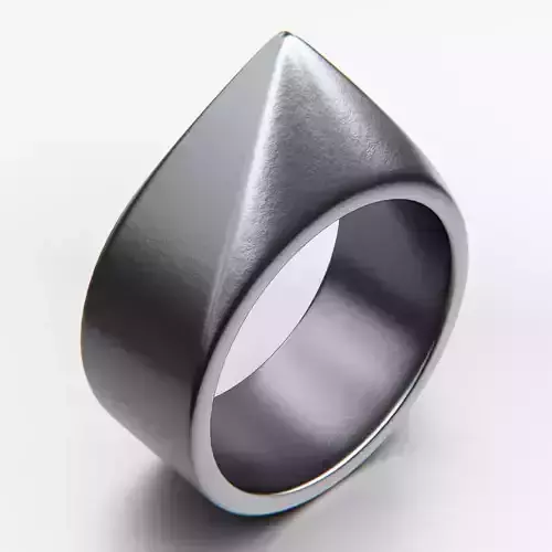 Geometric Spike Signet Ring - Modern Metal 3D Print Ready