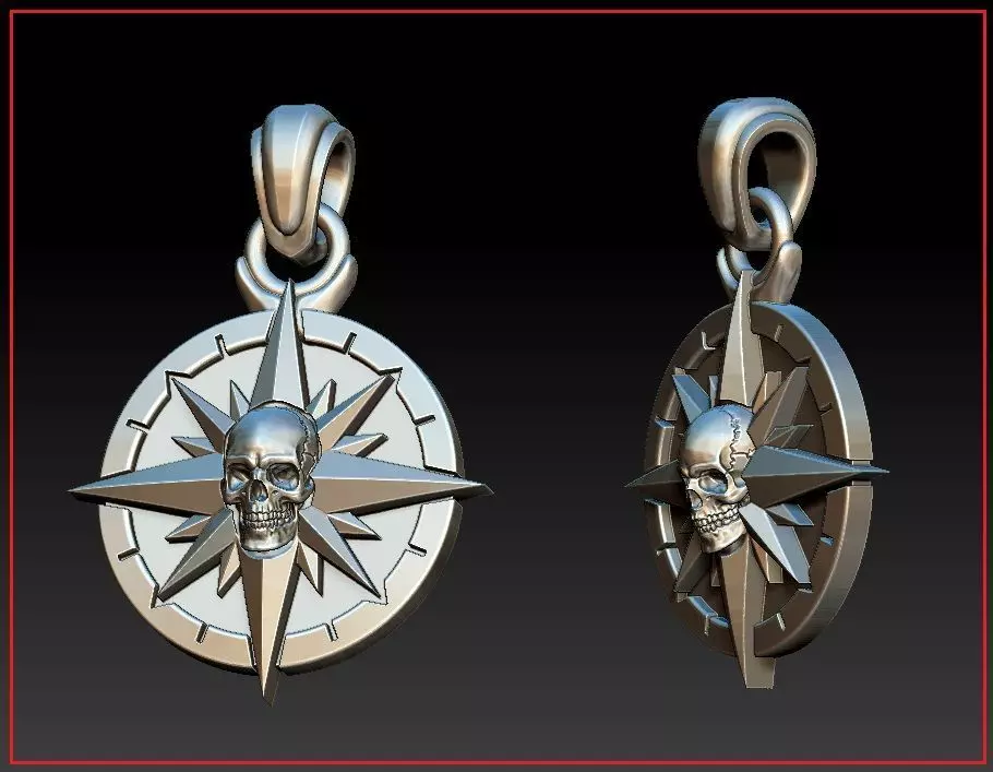 SKULL COMPASS pendant 3D print model