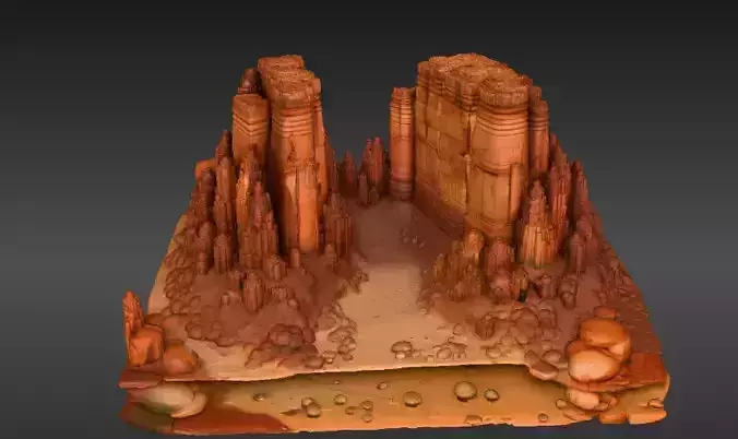 Desert Canyon Rock Background Scene 3D Model for Animation