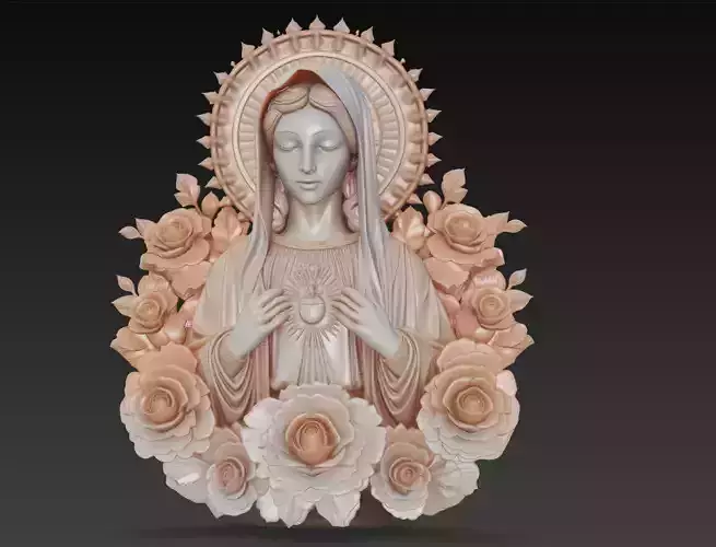 Immaculate Heart of Mary - Ornate Religious 3D Sculpture