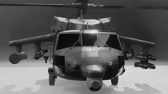 UH60 Black Hawk With Guns and Missiles PBR 4K Textures