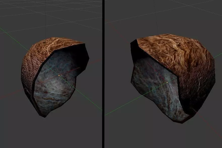 Coconut half of empty shell Low-poly 3D model_0