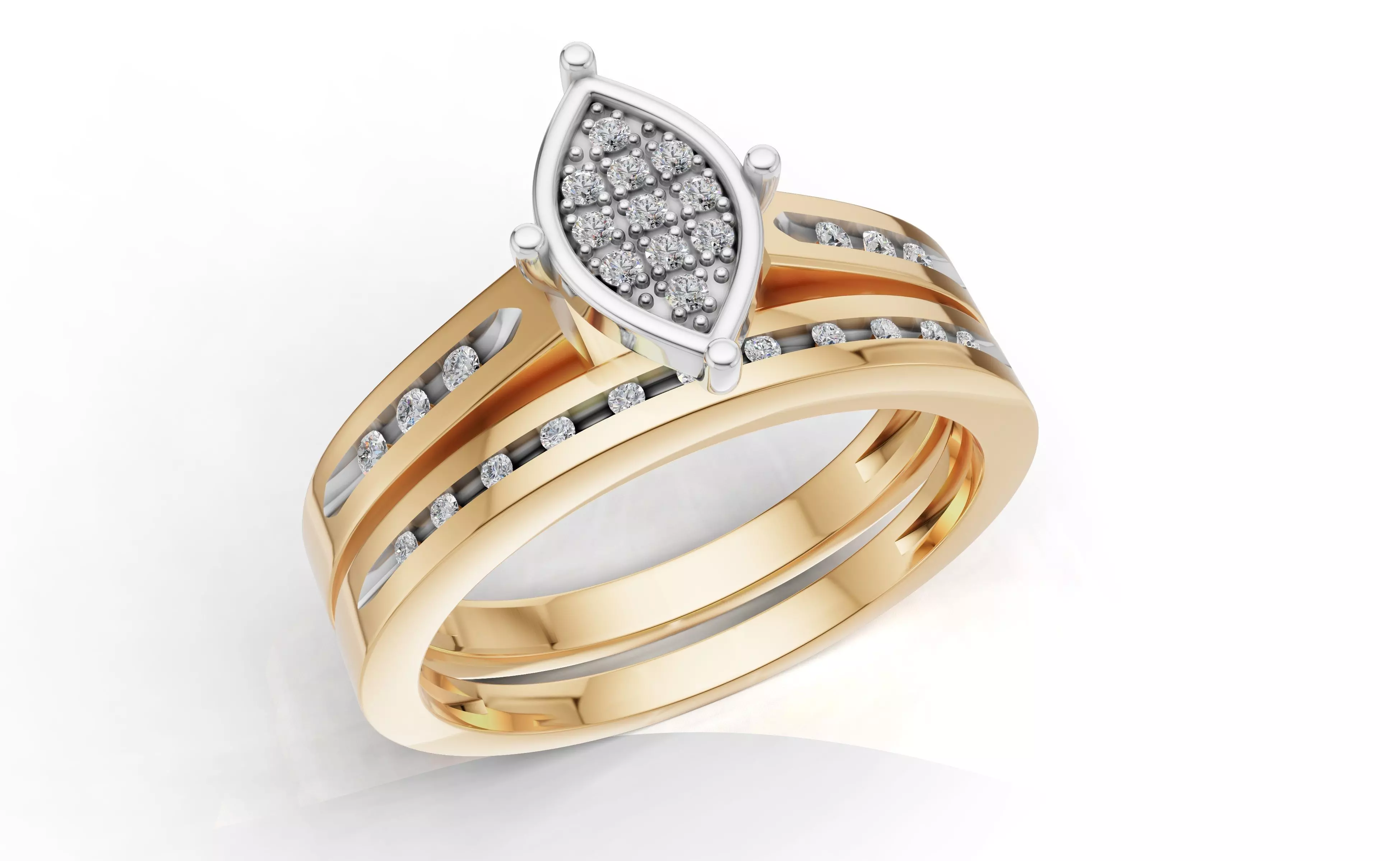 AV 736 Diamond Women Engagement Ring Set 3D print model