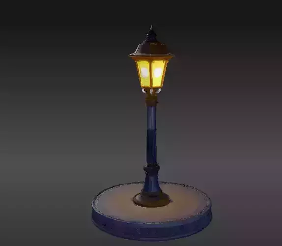 Stylized Night Street Lamp Background 3D Model for Animation