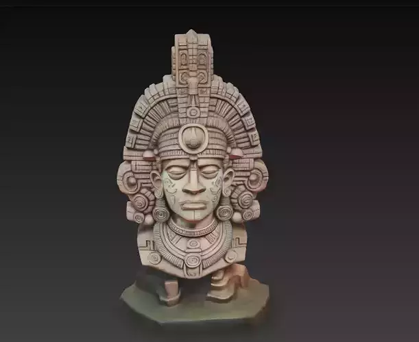 Mayan Warrior Priest - Ancient Civilization 3D Bust Sculpture