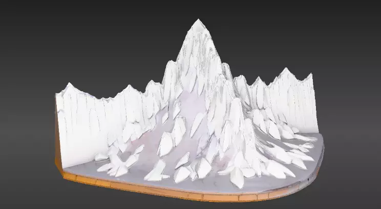 Snowy Mountain Peak Stylized Environment Background 3D Model Low-poly 3D model