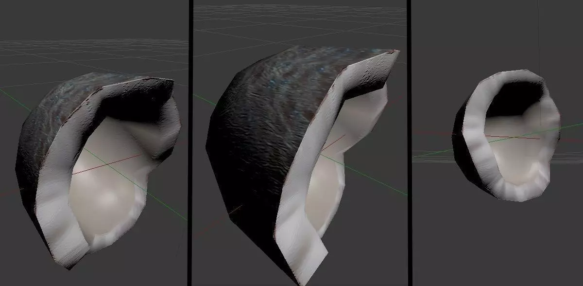 Coconut half without shell Low-poly 3D model_0