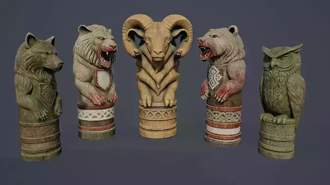Wooden Totem Poles PBR Collection v1