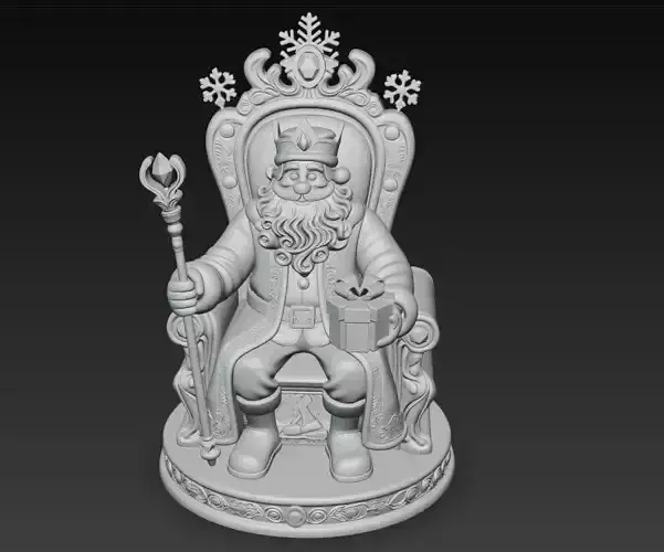 Santa on Throne - High Detail Christmas 3D Print Model