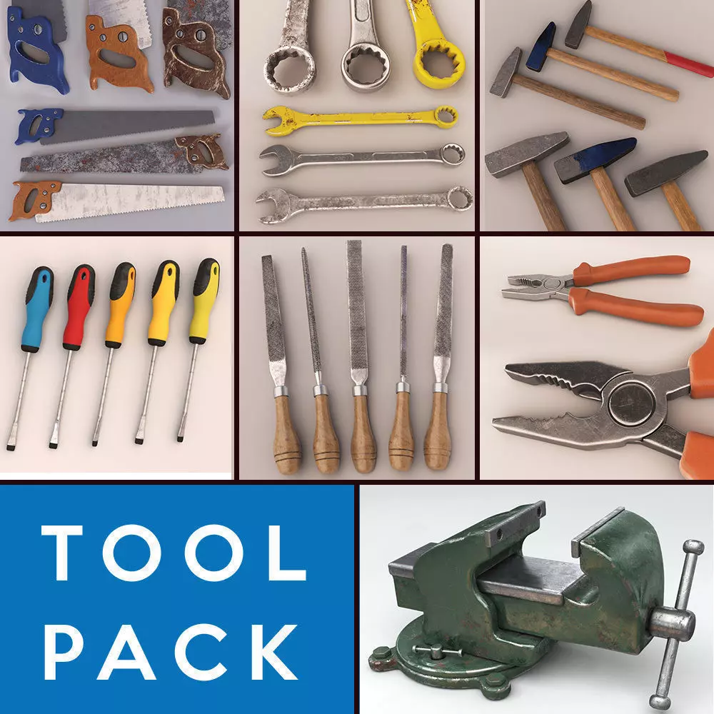 Tools pack Low-poly 3D model_0