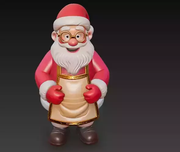 Santa Claus with Apron - Cheerful Christmas Character 3D Model