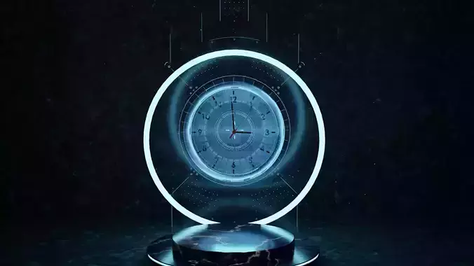 Neon Clock Animation Scene Cyberpunk Clock Blender Cycles