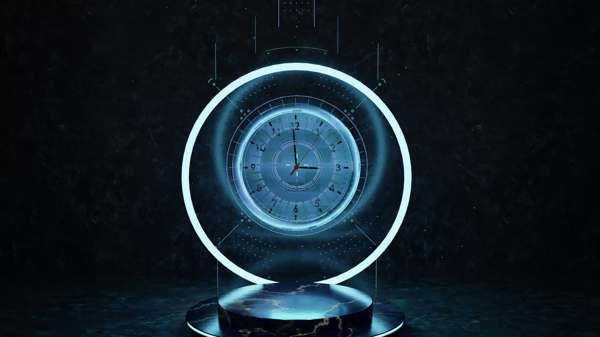Neon Clock Animation Scene Cyberpunk Clock Blender Cycles 3D model